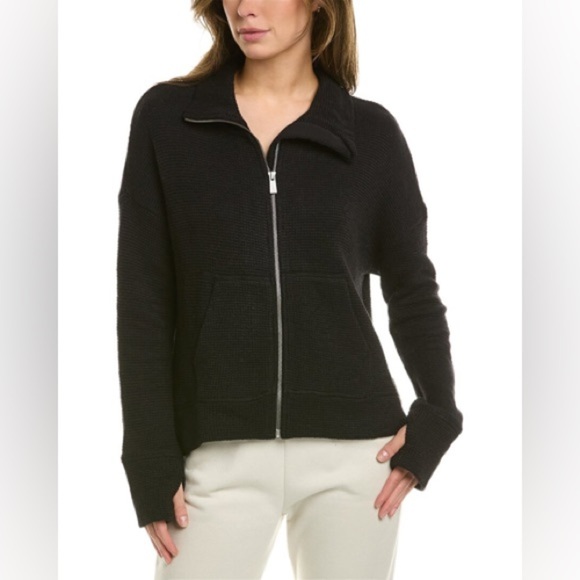 NWT SWEATY BETTY Restful Boucle Zip Through Jacket Cardigan Black - Picture 2 of 8